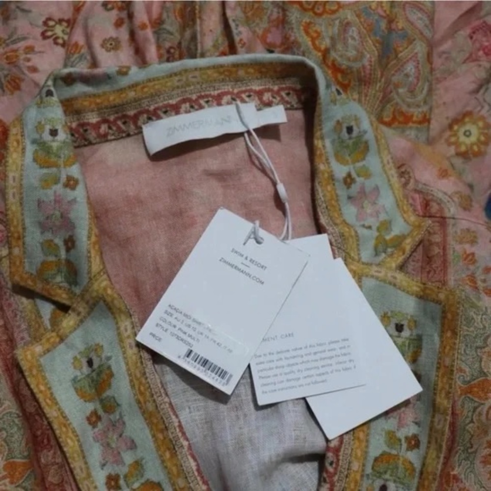 NWT Zimmermann Acacia Linen Shirt Dress 3 or US L - Picture 10 of 11